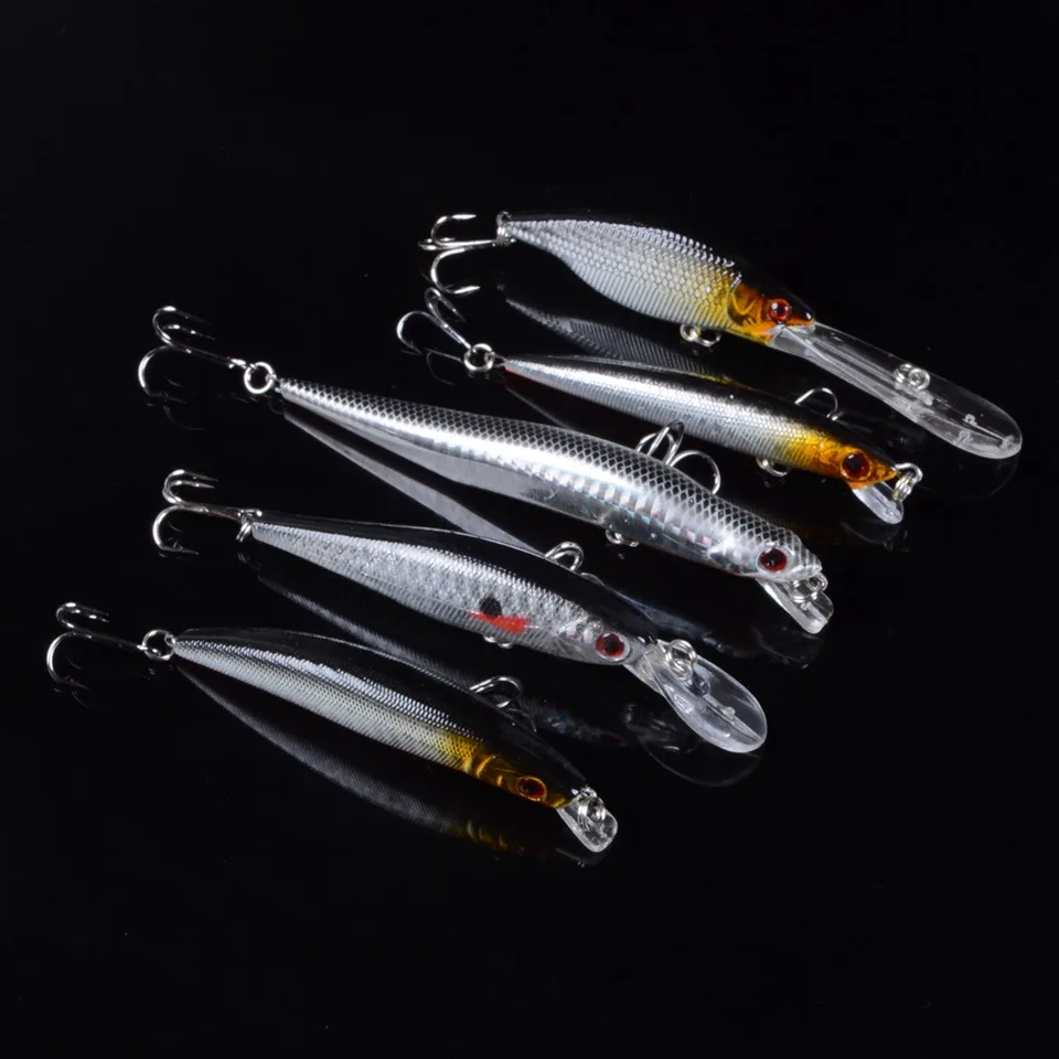 5 смешанные рыболовные приманки Minnow воблеры на окуня Baits из высокоуглеродистой