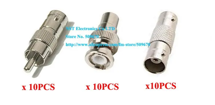 Бесплатная доставка/10 комплектов (30 шт.)/штекер BNC на RCA Female &amp Male Double CCTV Connectors Plug