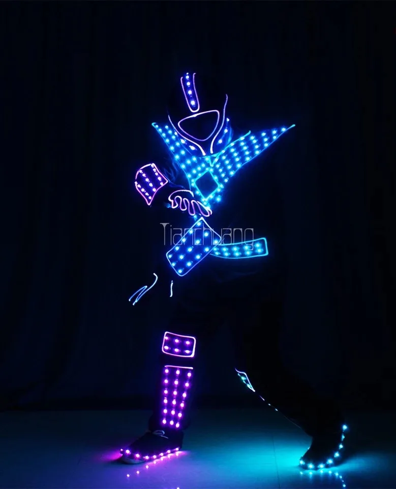

Led costume breakdance electric light dance nightclub dance performance led lighting suit warrior