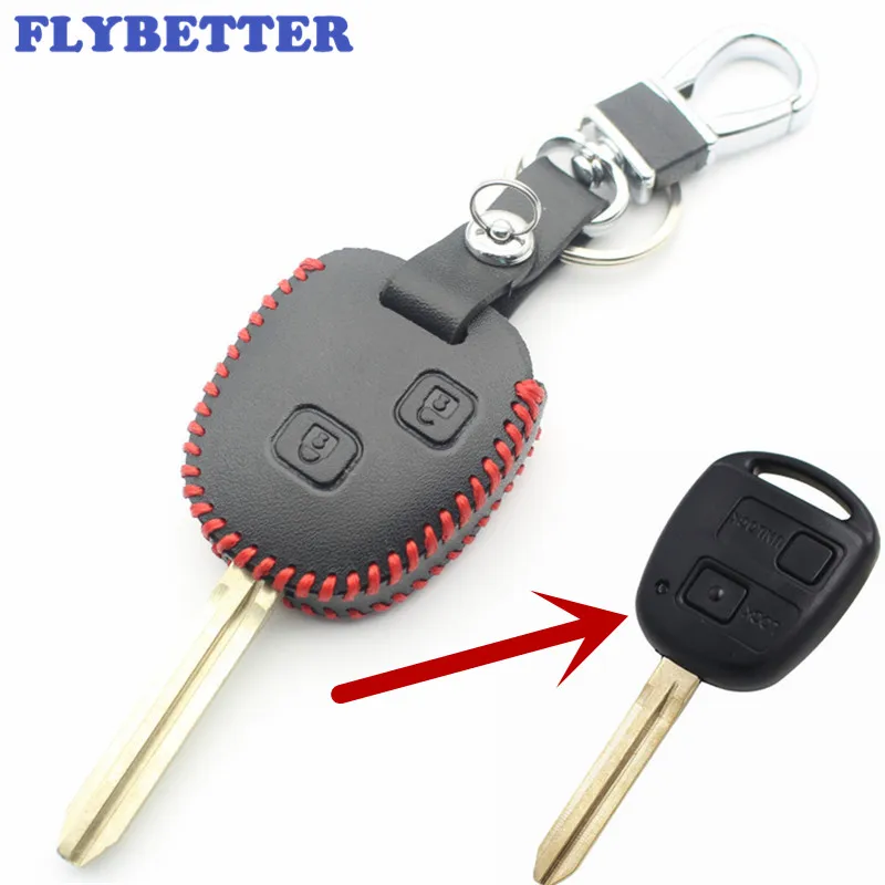 FLYBETTER натуральная кожа 2 чехол для ключей с кнопками Toyota