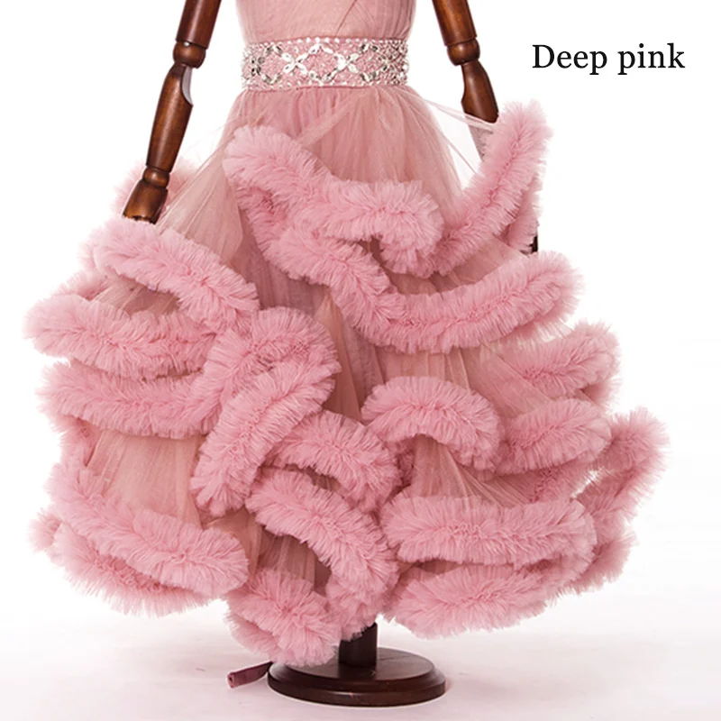 Deep pink Yewen/розовое платье принцессы с рисунком облака для маленьких девочек на свадьбу; Детские праздничные платья; бальное платье в пол; 8013 - Цвет: Deep pink