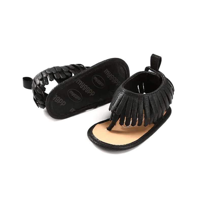 Черный цвет детские ботинки мокасины для маленьких мальчиков и девочек сандалии