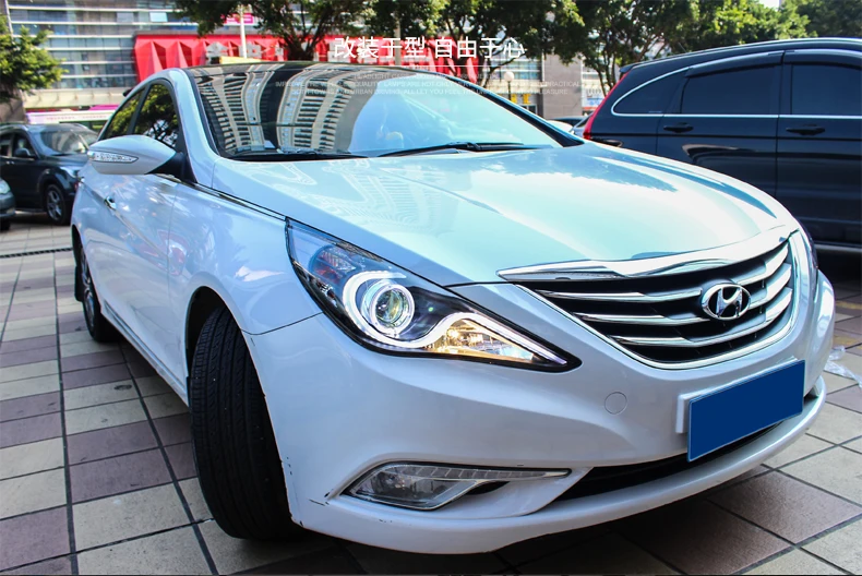 Автомобильный Стайлинг Головной фонарь для hyundai Sonata8 2011- светодиодный светодиодные дневные ходовые огни на передних фарах дневного света Биксеноновые HID аксессуары
