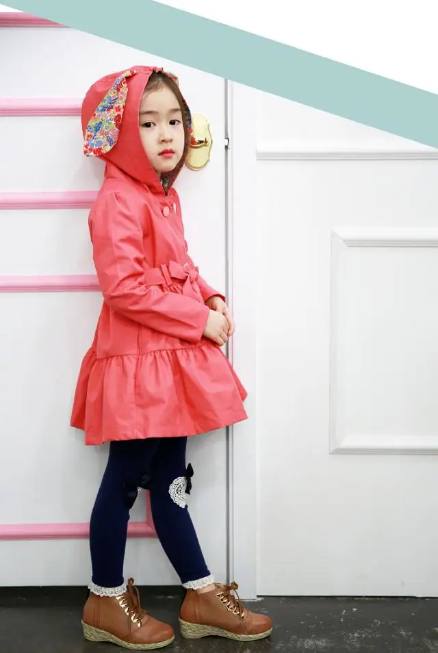 Free shipping new 2014 children's clothing girls coat children autumn fashion double-breasted trench | Детская одежда и обувь