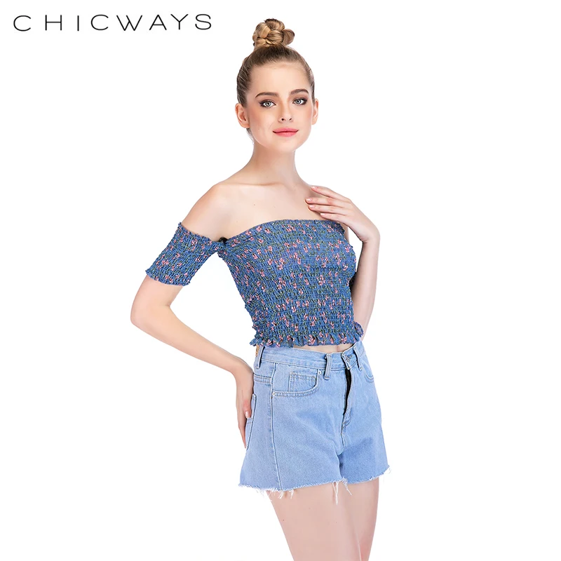 Chicways шифона с принтом майка открытыми плечами цветочный сексуальные плетения