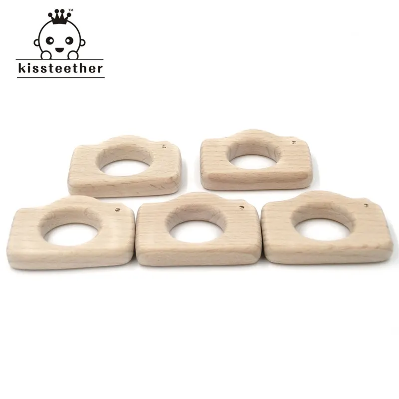 Mordedor de madera Natural hecho a mano para beb&eacute;, c&aacute;mara de madera de haya, colgante personalizado, respetuoso con el medio ambiente, seguro-1