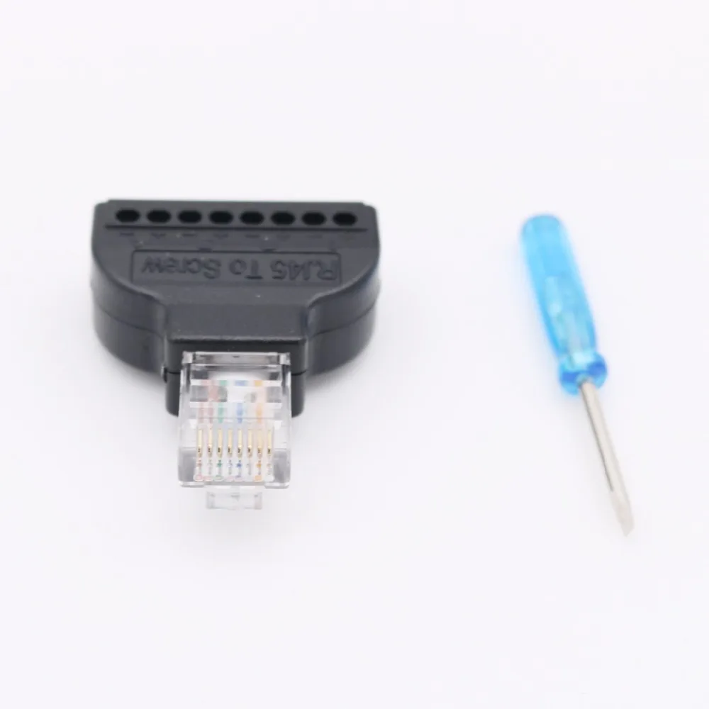 

Адаптер Ethernet RJ45 штекер к 8 контактам винтовой клеммы