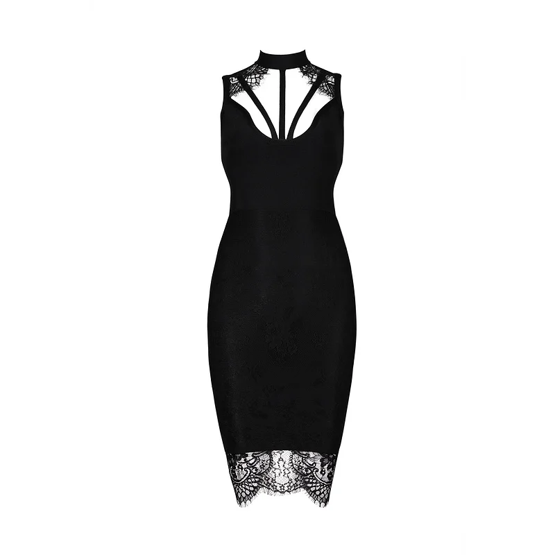 2017 женское черное платье без рукавов с круглым вырезом и открытой спиной