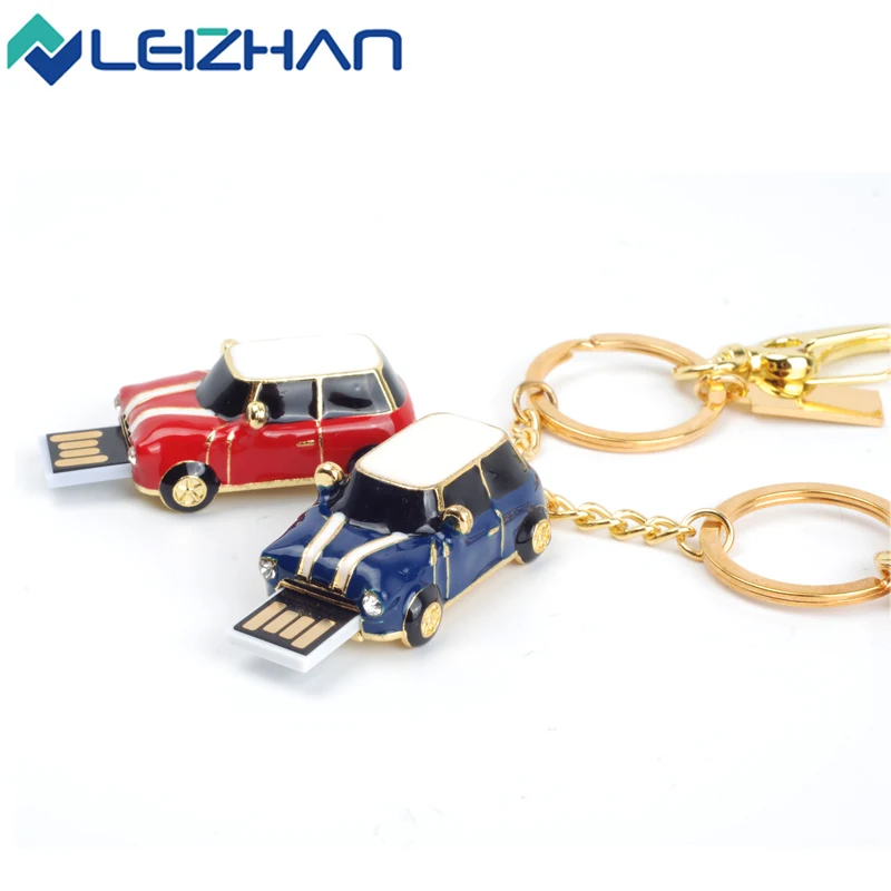 LEIZHAN Metal Car USB Flash Drive 2.0 Mini Cooper Pen 4GB Disk 8GB Memory Stick 16GB U Pendrive 32G Storage | Компьютеры и офис