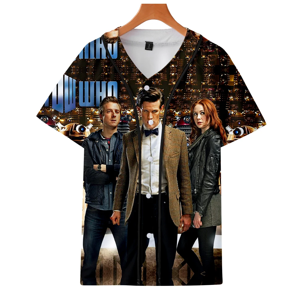 Летние бейсбольные рубашки с 3D принтом Doctor Who модная повседневная Уличная одежда
