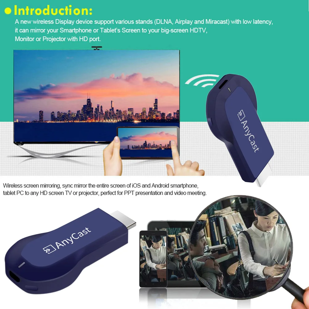 2019 новейший ТВ Стик AnyCast Беспроводной Wi Fi HD 1080P дисплей ключ WiFi донгл приемник Miracast