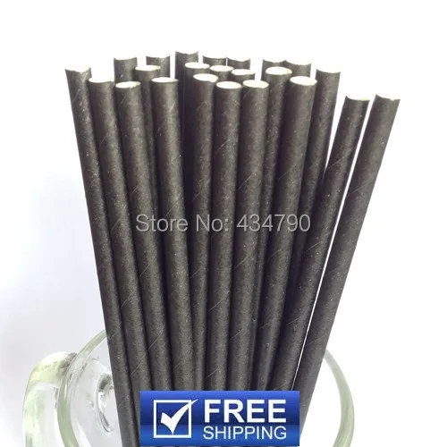 

200pcs Halloween Plain Black Paper Straws Bulk Wholesale,Solid Color Cake Pop Sticks,Party Supplies Decorations