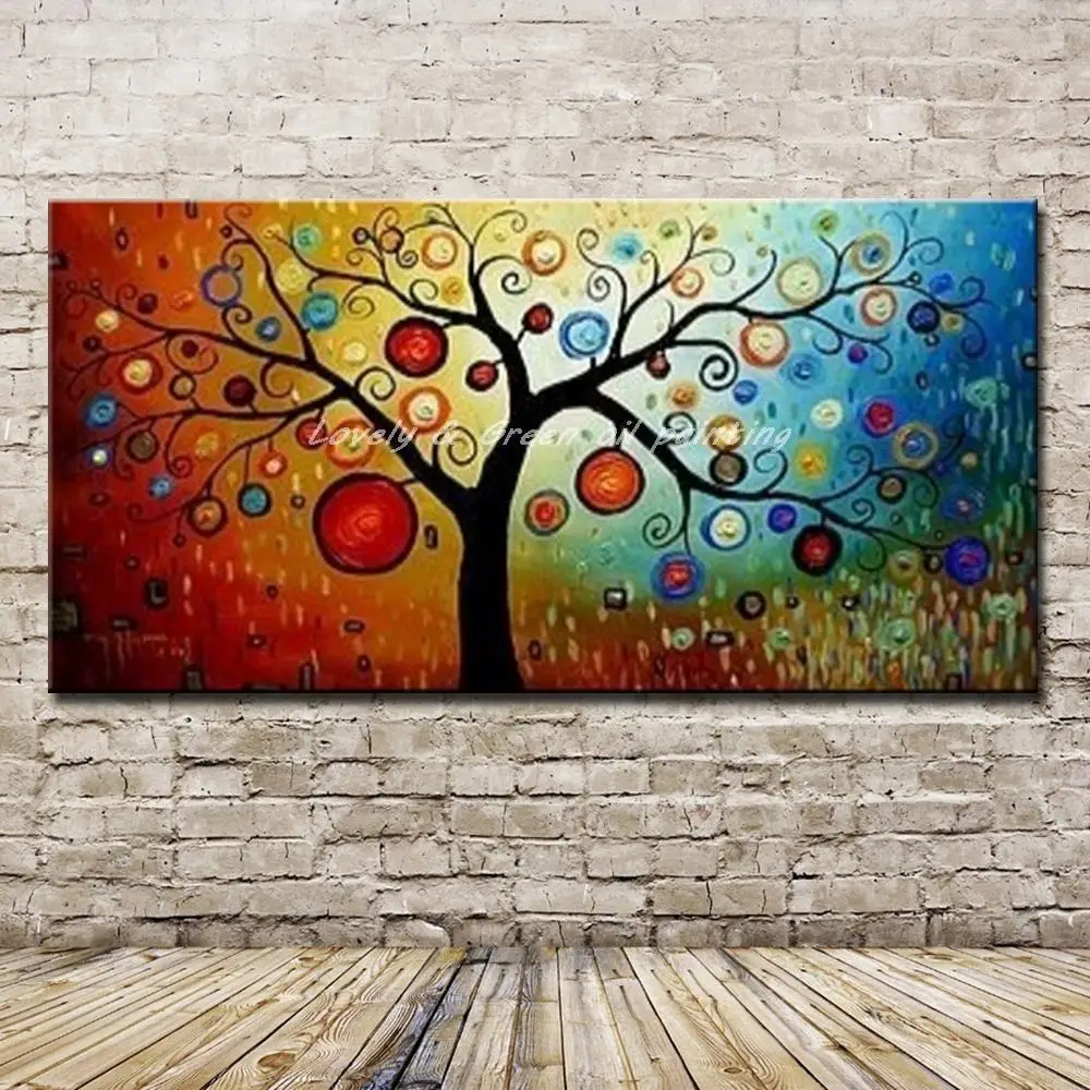 

Arthyx Handpainted Life Tree Abstract Oil Painting On Canvas Money Trees Flower Picture Wall Art For Living Room Home Decoration