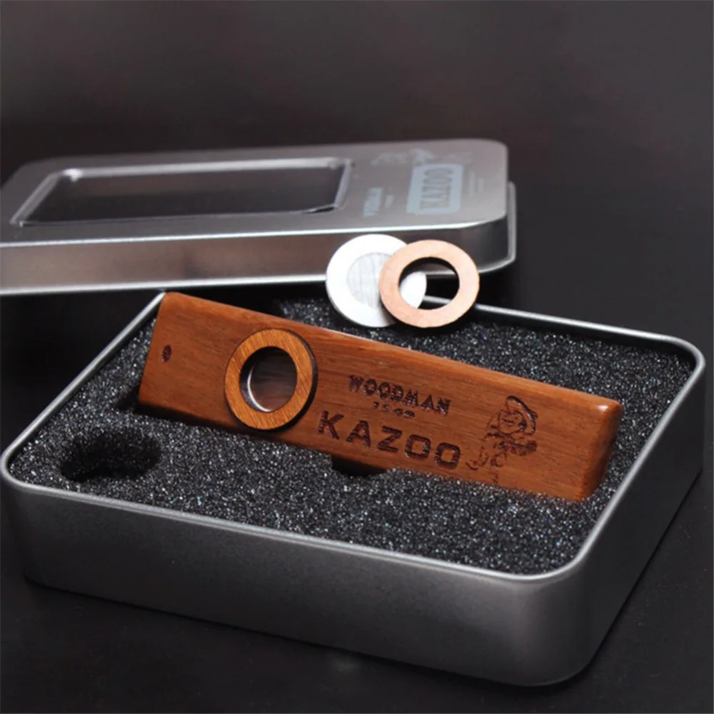 

Mini Wooden Kazoo With Metal Case For Music Lovers Exquisite Guitar Ukulele Accompaniment Orff Instruments Flute Harmonica