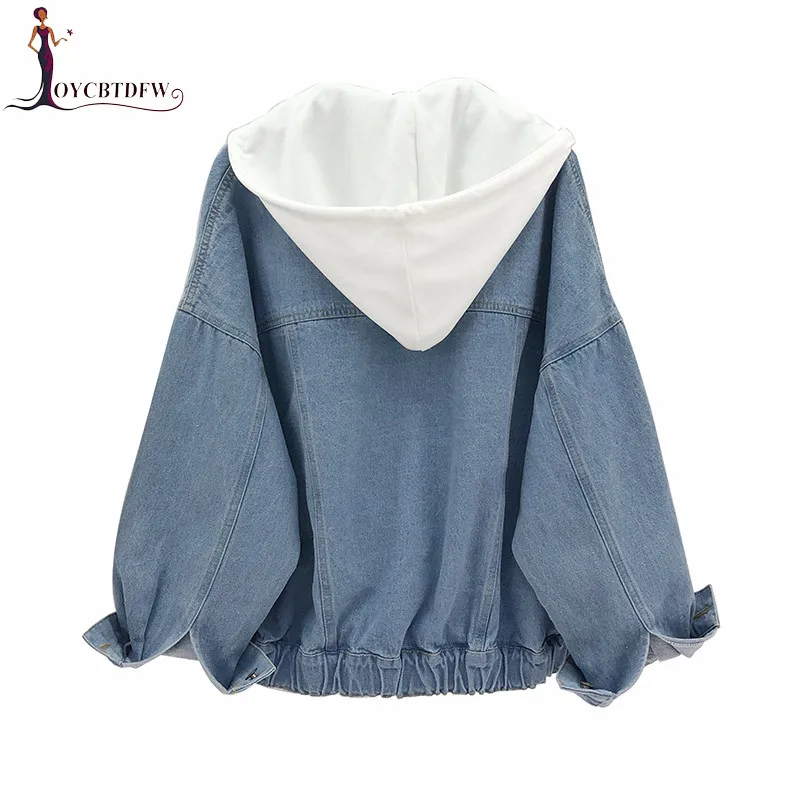 Весенняя женская джинсовая куртка 2018 модная с капюшоном Новая повседневная
