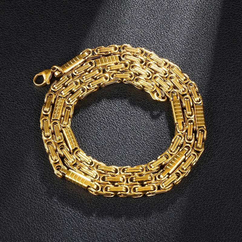 Золото Серебро Цвет Byzantium звено цепи ожерелье s для мужчин хип хоп 316L Нержавеющая