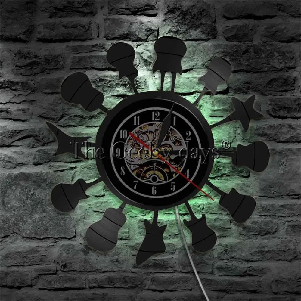 Настенные часы с гитарным инструментом музыкальная тема виниловая запись