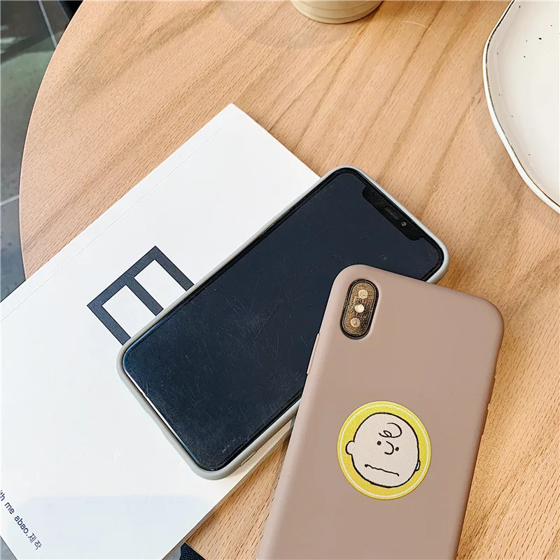 PEANUTS мультфильм Charlie коричневый и собака мягкий чехол для телефона для Iphone11 11pro 6 6S 7 8 Plus X Xs Xr Max матовый карамельный чехол capas funda