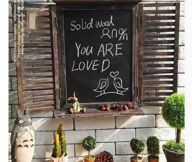 

Free shipping,High-50cm,rural countryside retro fake bar coffee shop windows wooden blackboard wall decoration ornaments