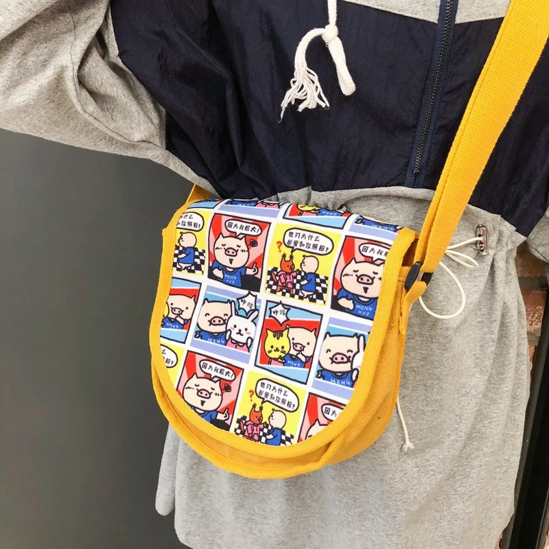 Youda студент Harajuku стиль Crossbody Холщовая Сумка Мультфильм простой Женский сумки на