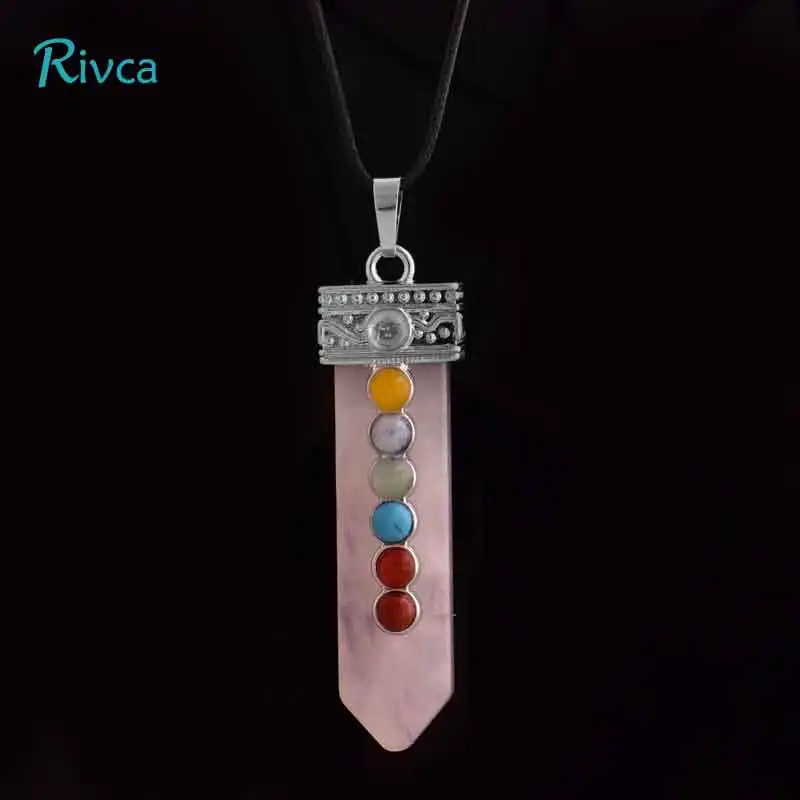 Ожерелье Rivca с натуральным кристаллом 7 чакр камень ожерелье для женщин