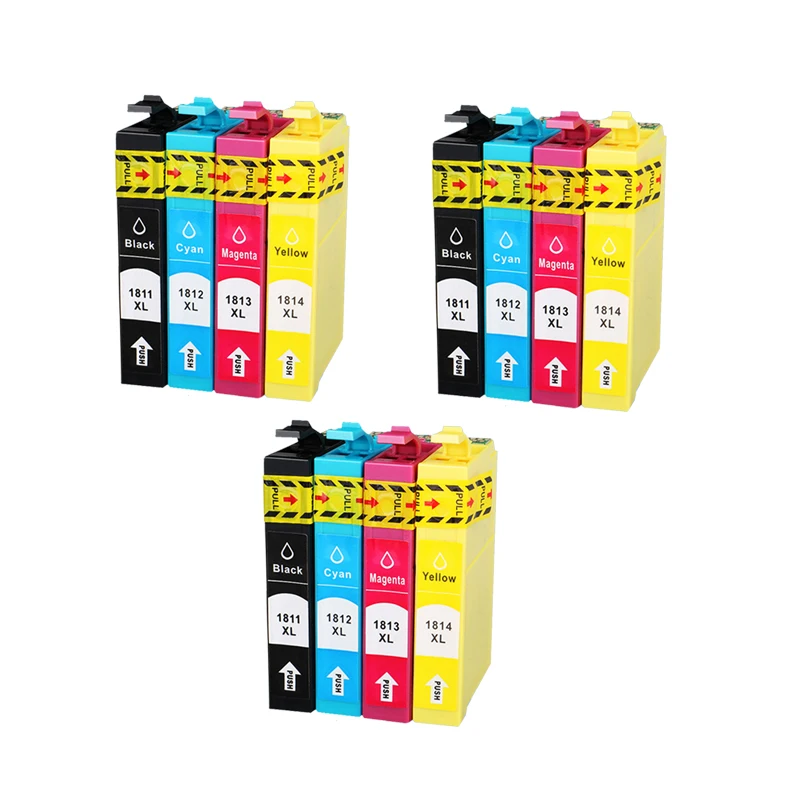12 шт. картриджи для принтера EPSON XP212 XP215 XP225 XP312 XP315 XP412 XP415 XP402 XP405 XP302 T1811|ink cartridge|ink