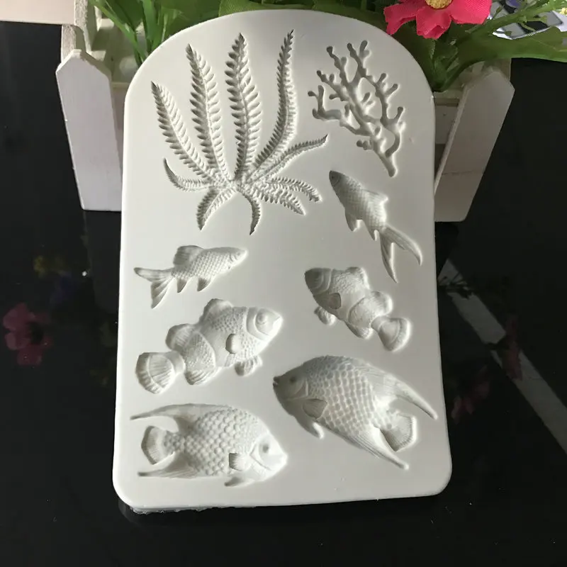 3D морская Коралловая рыба морские водоросли силиконовая форма торты инструменты