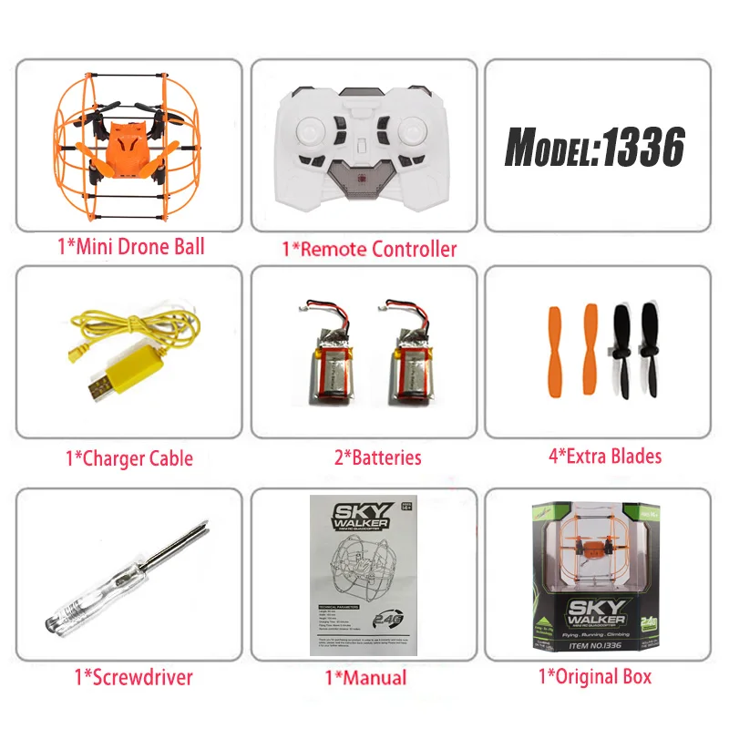 Мини-Дрон мяч Helic Max Sky Walker 2,4 GHz 4CH Fly Ball RC Квадрокоптер 1336 3D флип-ролик Безголовый Дрон RC вертолет игрушки - Цвет: orangeO2