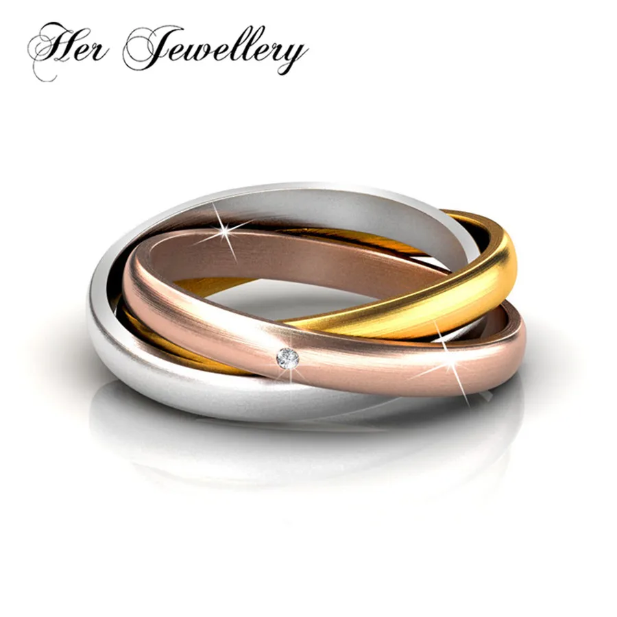 Her Jewellery mix 3 цвета кольцо классический подарок три дамы тройной замок сделано с