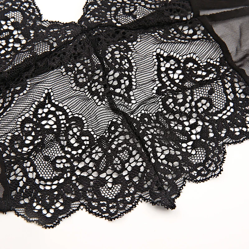 Missomo Solid Black Lace Patchwork Bralettes Ladies Push Up Wire Free Floral Semi Sheer Underwear Women Sexy Lingerie Female|wire free|push uppush up