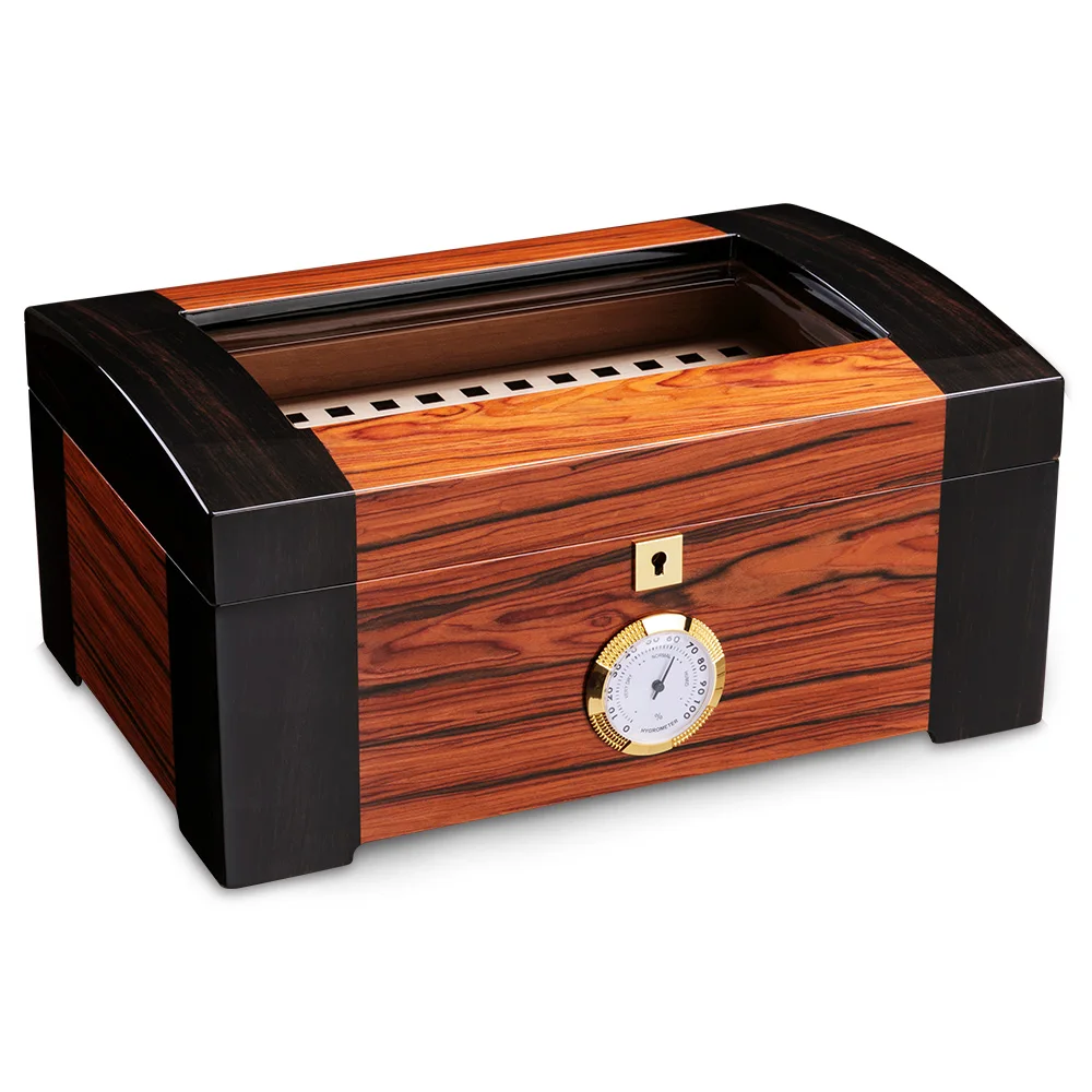 

Top glass Cigar Humidor Box cedar Wood storage case Hygrometer Humidifier Smoking Cigar Accessories Gifts CLA-A0004a