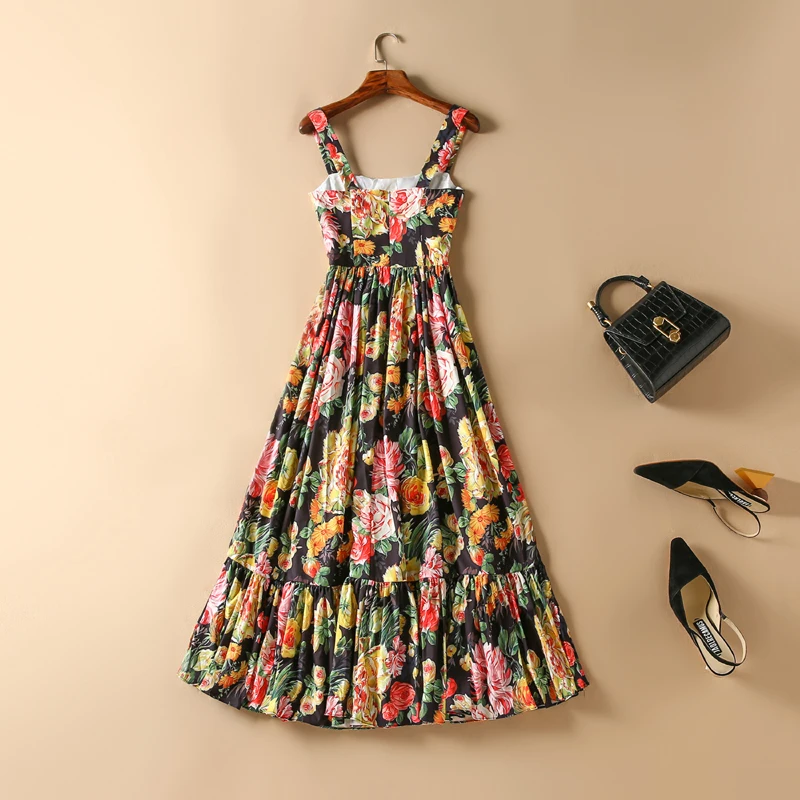 Женские летние платья высокого качества подиумное длинное платье на бретелях