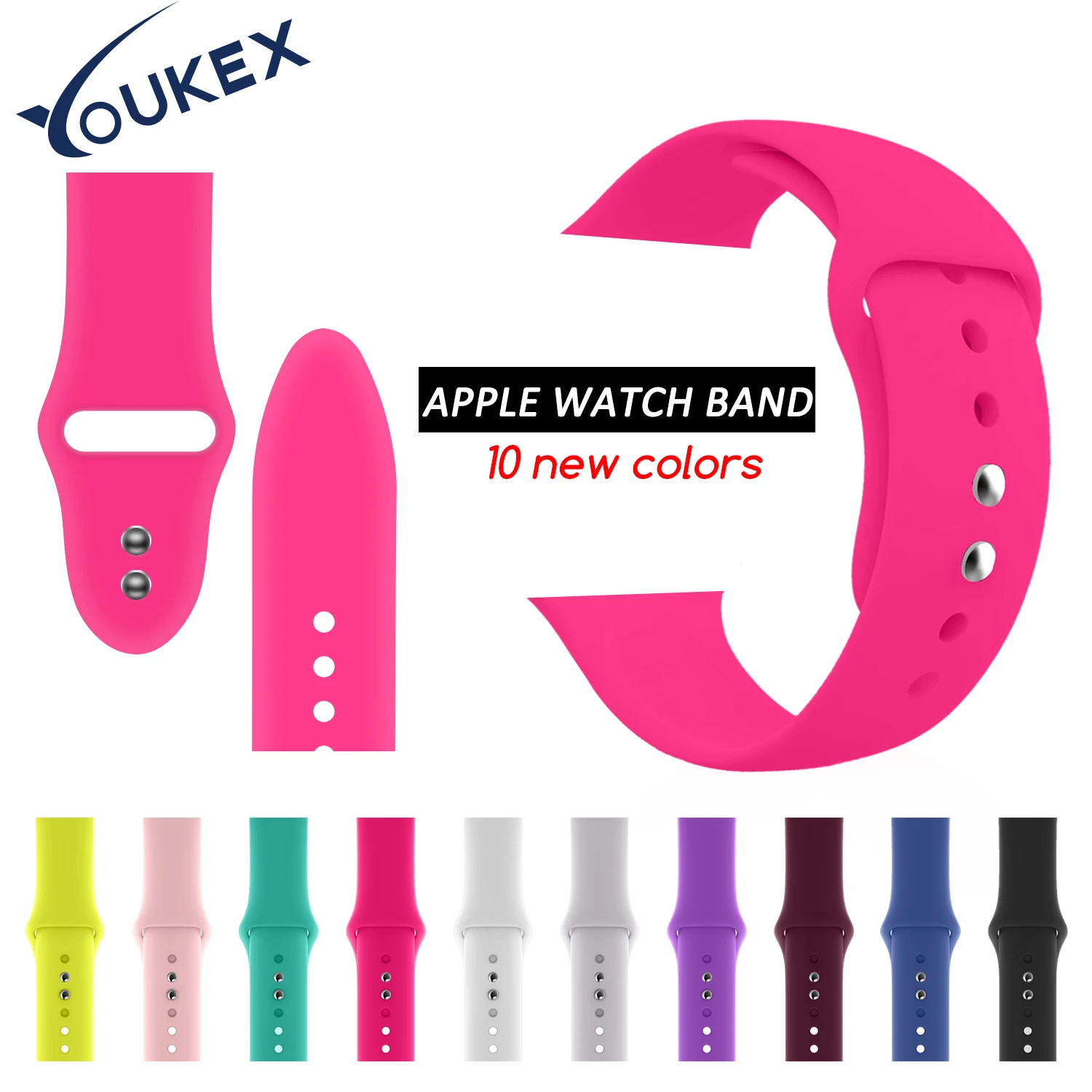 YOUKEX Sport Silicone Bands for Apple Watch Series 1 2 3 4 Replacement Wrist Strap iwatch 38mm 40mm 42mm 44mm Women and Men | Наручные