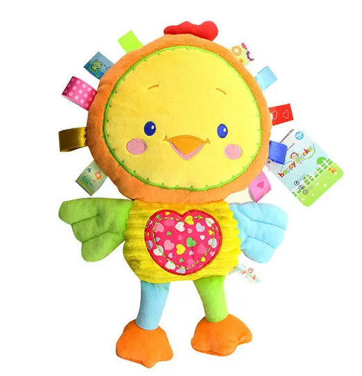 Chicken 35cm 35 см Плюшевые игрушки-погремушки, животные, рука со звуком колокольчиков, плюшевые детские игрушки, подарок для новорожденного, животные, слон, обезьяна, Лев, кролик, кукла B0954 - Цвет: Chicken 35cm