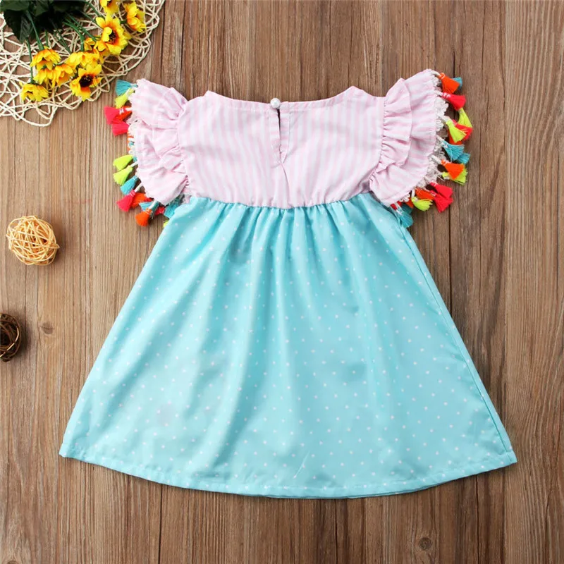 Hot sell 2018 Toddler Infantil Kid Baby Girls Tassels Princess Dress sleeveless A-line loose Swan Print Cute Summer Clothes 1-6T | Детская