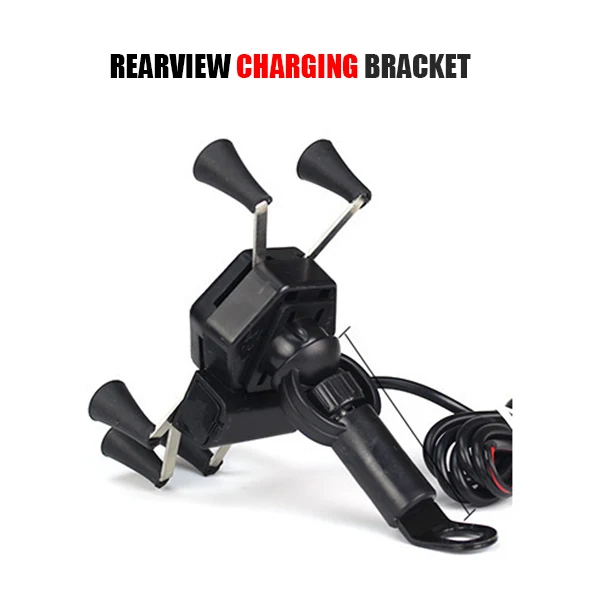 Rearview Charging ARVIN мотоциклетный держатель для зарядки телефона для iPhone XR Sansung S9 Moto быстрая USB зарядка подставка 360 Вращение мобильного телефона gps крепление - Цвет: Rearview Charging