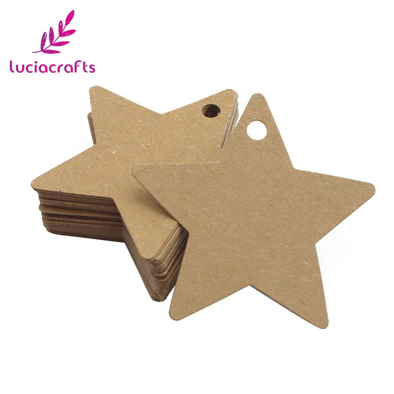 Lucia crafts 50 шт./лот 6*6 см Звездная крафт бумага этикетка ценники на свадьбу Рождество