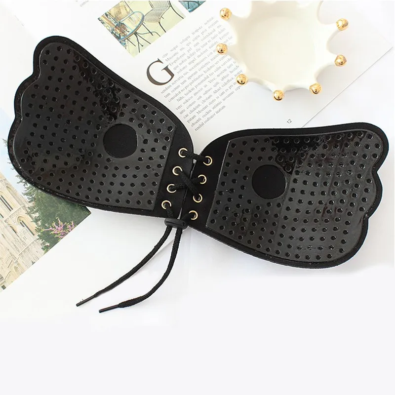 

Women Self Adhesive Strapless Bandage Blackless Solid Bra Stick Gel Silicone Push Up women's underwear Invisible Bra