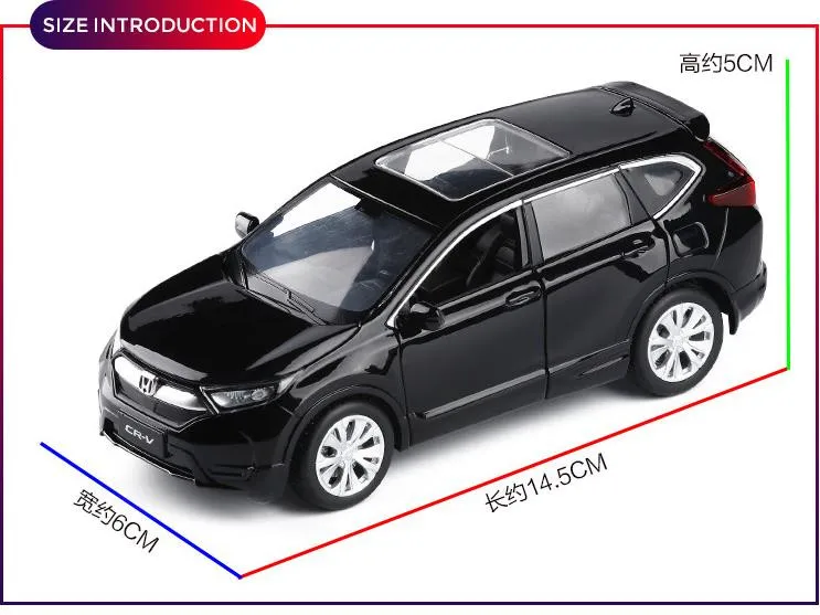 1:32 HONDA CRV модель автомобиля из сплава, литая под давлением металлическая игрушечная техника, звук и светильник, 4 открытые двери, оригинальная упаковка, изысканный подарок