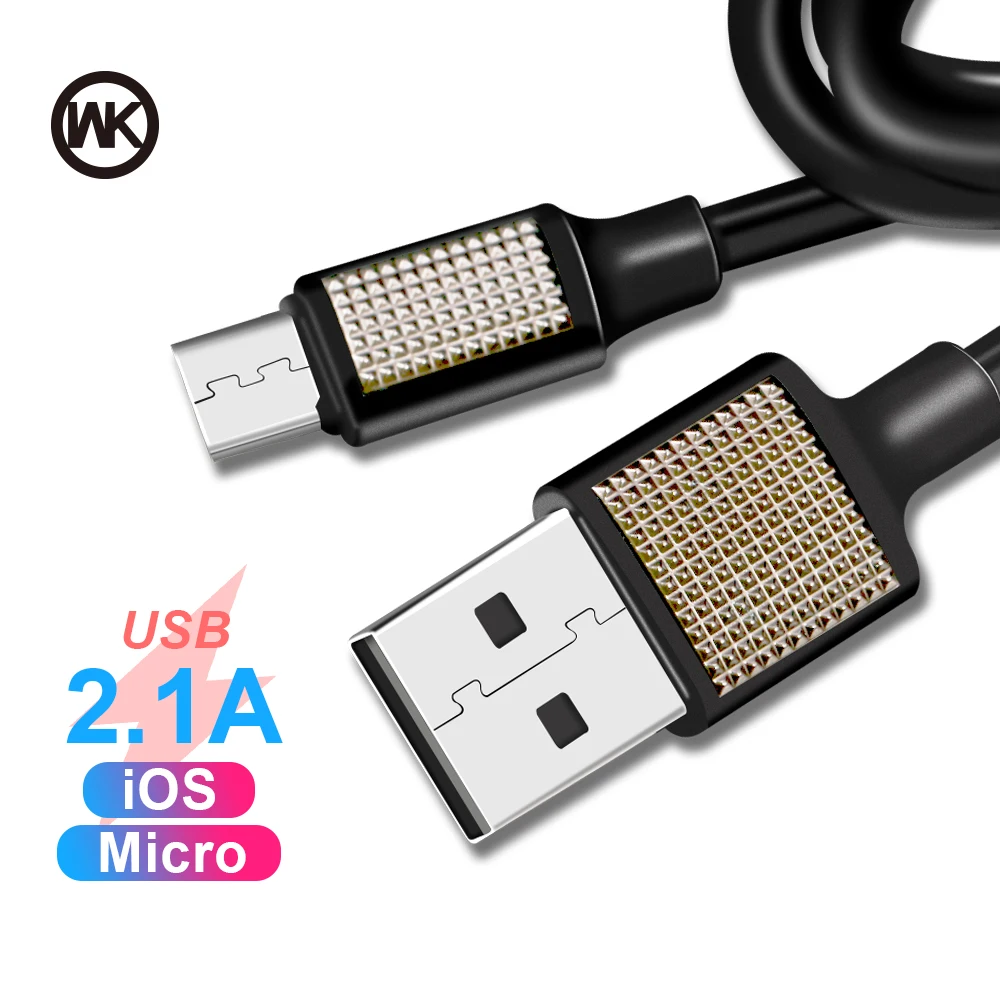WK Micro USB кабель 2.1A Высококачественный для быстрой зарядки Samsung Xiaomi LG Tablet Android