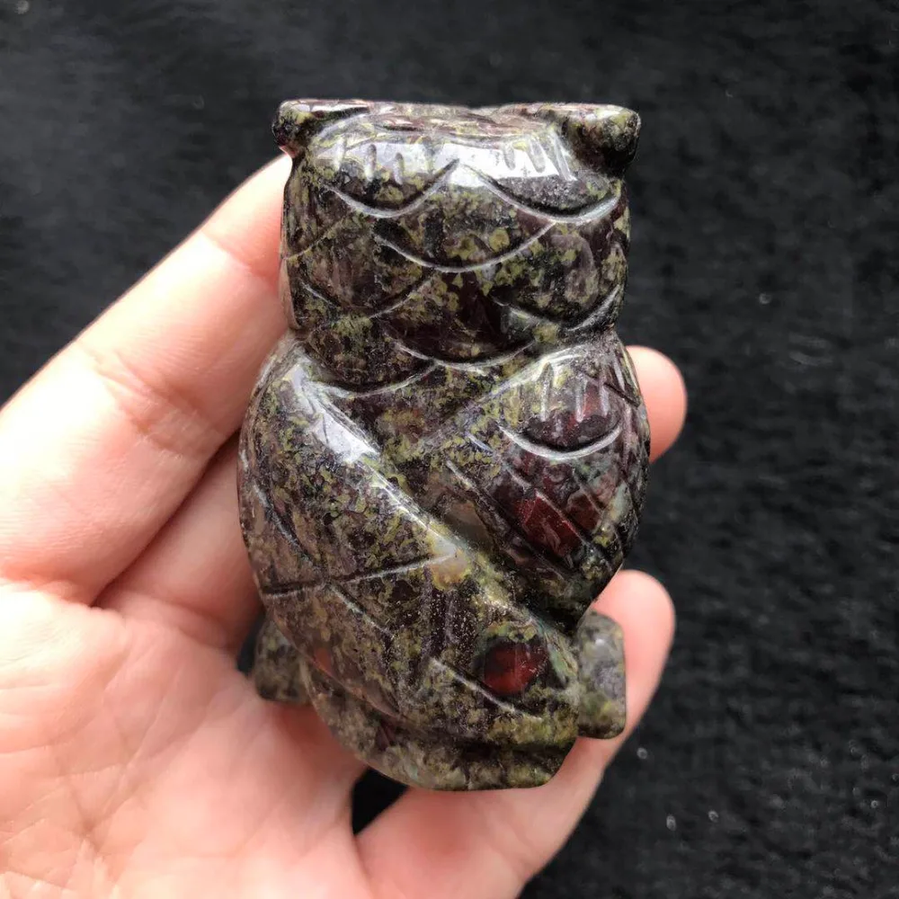 Медитация Кристалл Сова Фигурка натуральный камень крови резная статуя