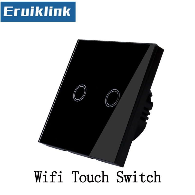 2Gang ЕС/Великобритания Стандартный 1/2/3 местный 1 позиционный с украшением в виде кристаллов Стекло Панель приложение Tuya/Wifi сенсорный переключатель, 220V умный дом RF433 дистанционного Управление светильник переключатель - Цвет: 2Gang
