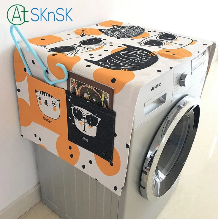 

High quality cloth cover lovely cartoon cover cotton and linen cloth dust cover fridge washing machine cover for home decoration
