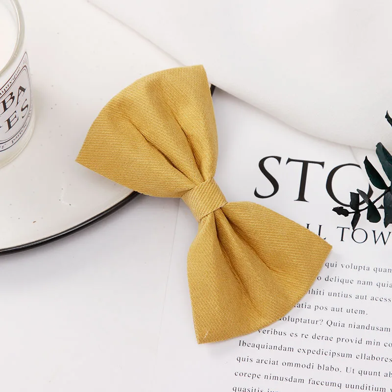yellow Новые женские элегантные хлопковые однотонные заколки для волос с большим бантом и принтом, милая простая повязка для головы, заколки для волос ручной работы, аксессуары для волос - Цвет: yellow
