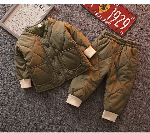 2019 Winter New Arrival korean style cotton clothing sets pure color fashion thickened suit for cute sweet baby girls and boys | Детская