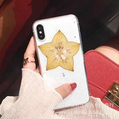 Чехол с натуральными фруктами и сушеным лимоном для iPhone 11 Pro X XR XS Max 6 6S 7 8 plus, блестящий прозрачный мягкий чехол для телефона из ТПУ - Цвет: Carambola