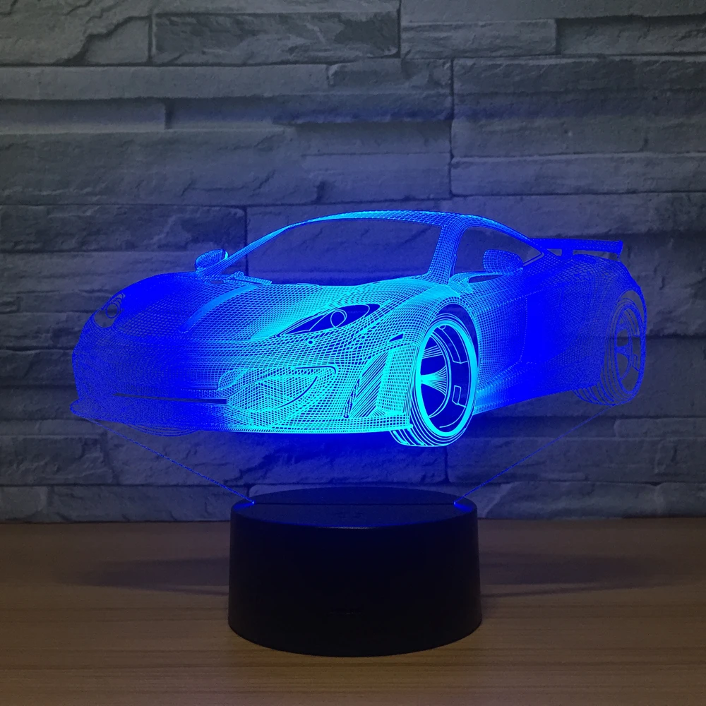 Новейший Bluetooth динамик в форме гоночного автомобиля 3D стерео видения ночные огни спальня прикроватный настольный ночник музыкальный плеер