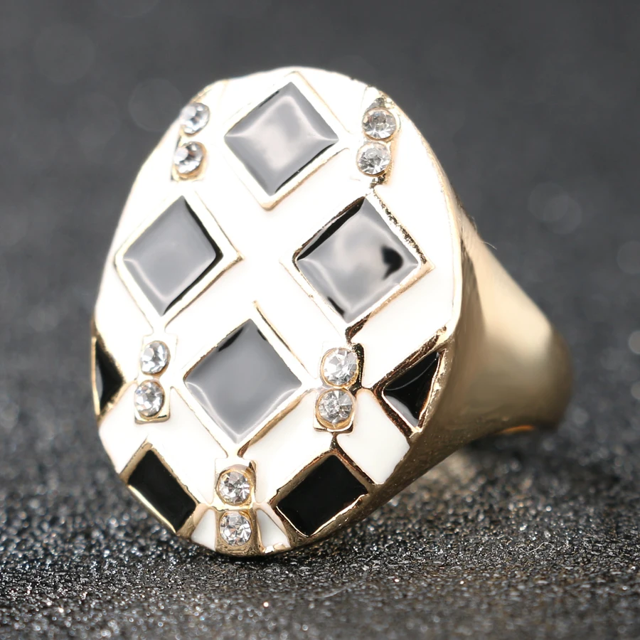 Женское кольцо с эмалью винтажное обручальное золотого цвета уникальным узором