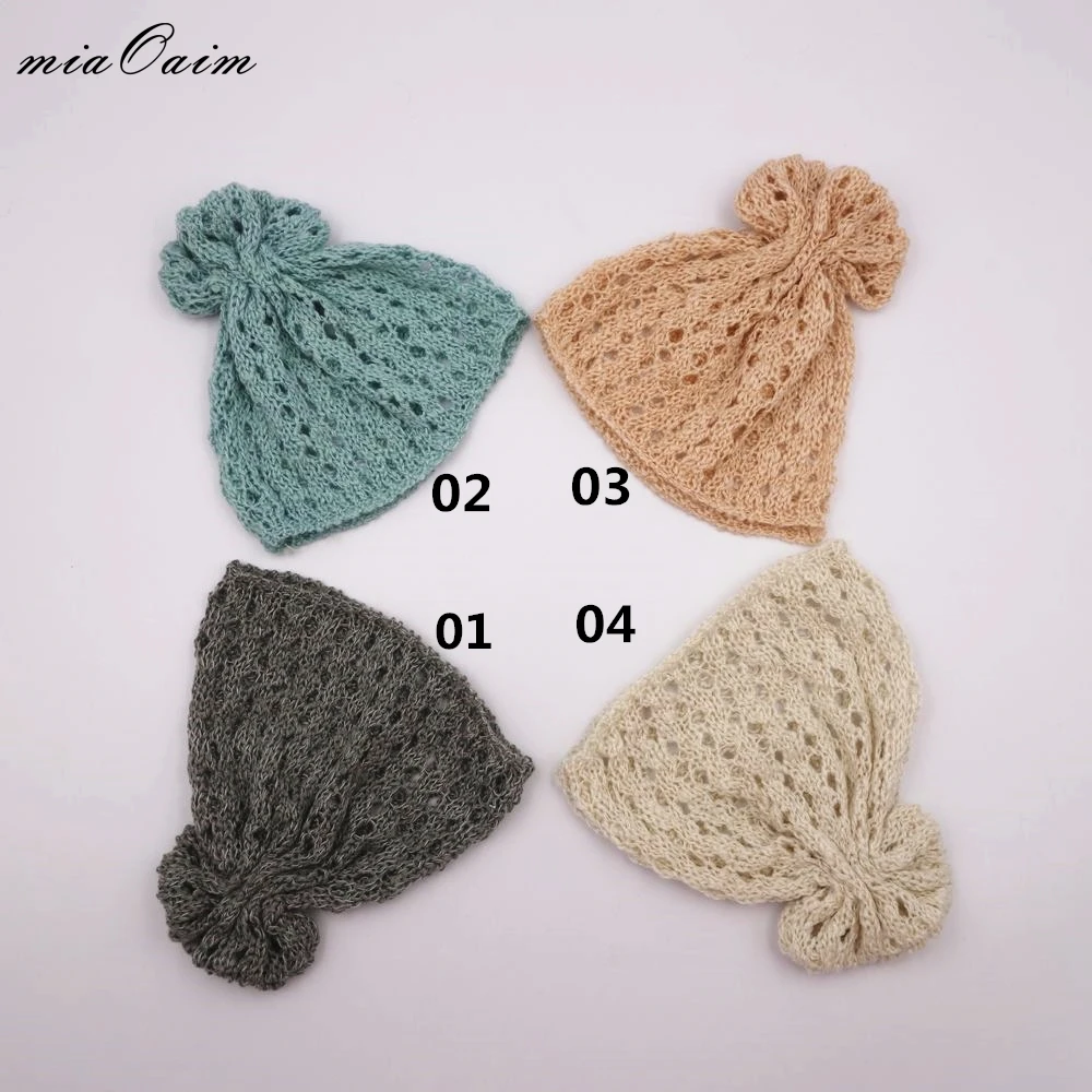 

4 вида цветов/партия, карамельный цвет, унисекс, для девочек и мальчиков, шапка, костюм ручной вязки, вязаные шапочки, аксессуары для новорожд...