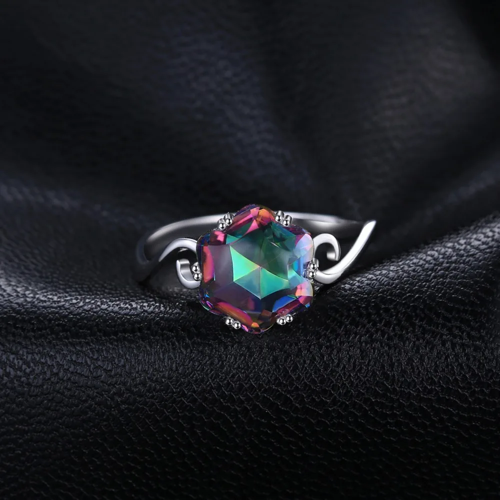 JewelryPalace 3.2ct из натуральной Радуга своих Мистик Топаз одноцветное 925 пробы Серебряное кольцо для Для женщин Мода изящных ювелирных изделий